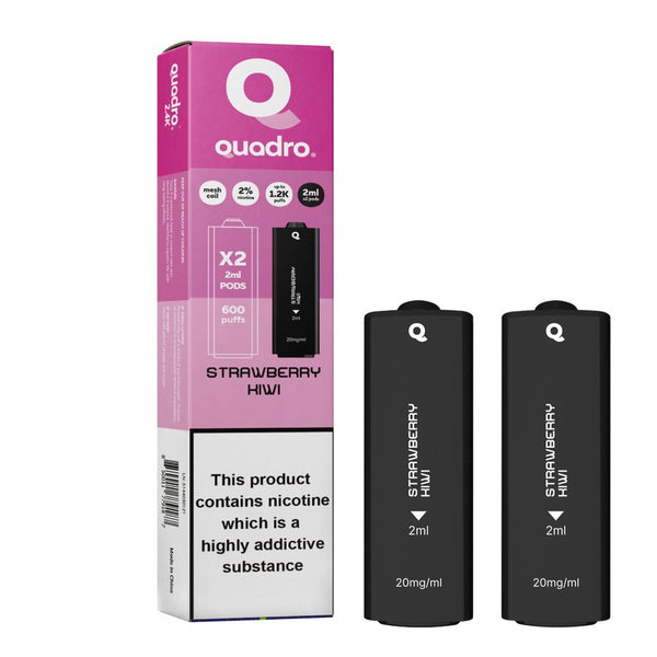 4 in 1 Quadro 2400 Puffs Replacement Pods Box of 10-Strawberry Kiwi-vapeukwholesale