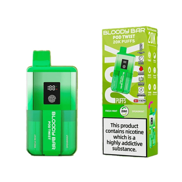 Bloody Bar Pod Twist 20K Prefilled Pod Kit Box of 5 in Fresh Mint at Vapernest Wholesale