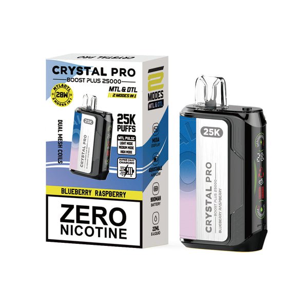 Crystal Pro Boost Plus 25k Disposable Vape Box of 5 - Blueberry Raspberry - vapeukwholesale