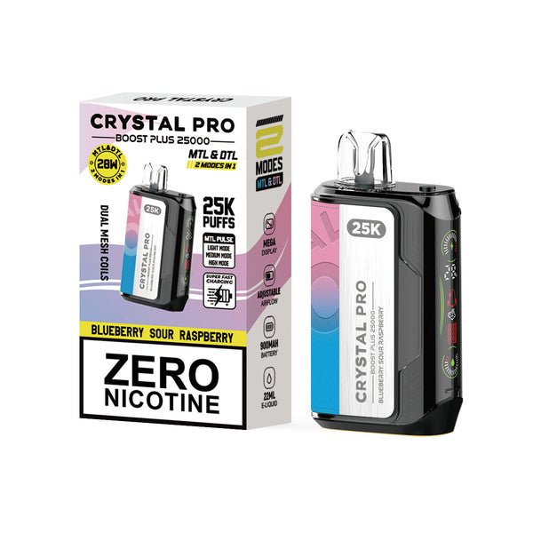 Crystal Pro Boost Plus 25k Disposable Vape Box of 5 - Blueberry Sour Raspberry - vapeukwholesale