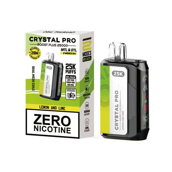 Crystal Pro Boost Plus 25k Disposable Vape Box of 5 - Lemon and Lime - vapeukwholesale