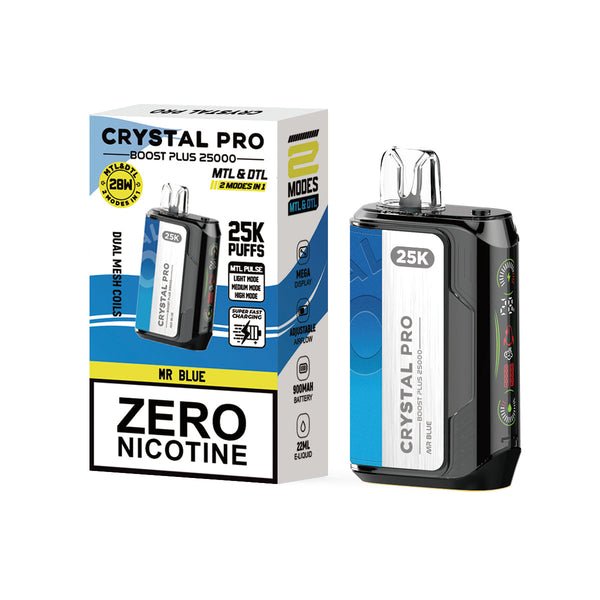 Crystal Pro Boost Plus 25k Disposable Vape Box of 5 - Mr Blue - vapeukwholesale
