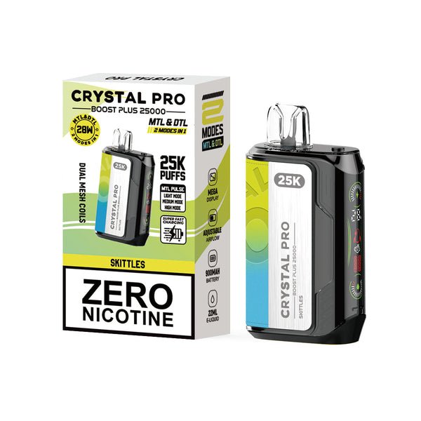 Crystal Pro Boost Plus 25k Disposable Vape Box of 5 - Skittles - vapeukwholesale