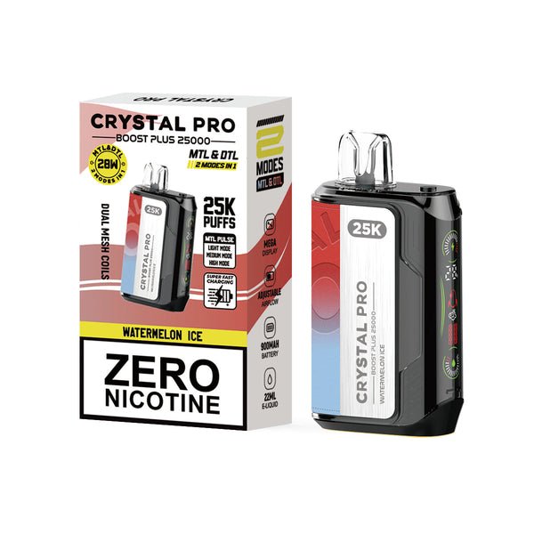 Crystal Pro Boost Plus 25k Disposable Vape Box of 5 - Watermelon Ice - vapeukwholesale