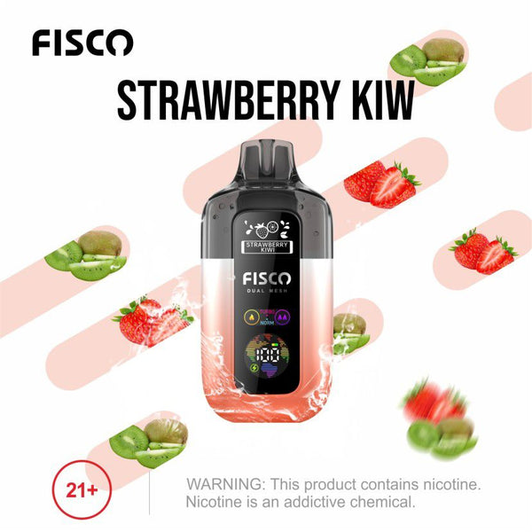 Fisco Point Pro 7000 Disposable Vape Box of 5 - Strawberry Kiwi - vapeukwholesale