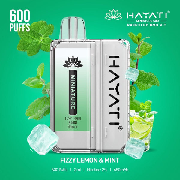 Hayati Miniature 600 Prefilled Pod Kit - Box of 5-Fizzy Lemon & Mint-vapeukwholesale
