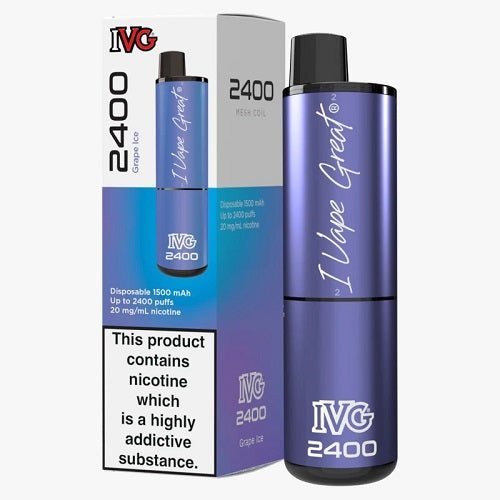 IVG 2400 Puffs 4 in 1 Prefilled Pod kit - Box of 5 Available in Grape Ice Flavor at Vapernest Wholesale