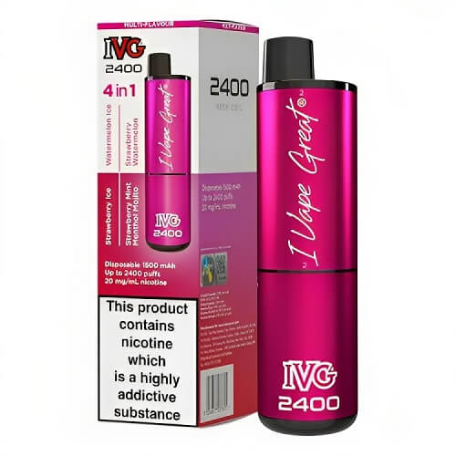 IVG 2400 Puffs 4 in 1 Prefilled Pod kit - Box of 5 Available in Watermelon Ice Flavor at Vapernest Wholesale