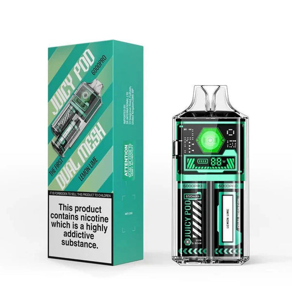 Juicy Pod Good Pro 6000 Puffs Disposable Vape Box of 5 - Lemon Lime - vapeukwholesale