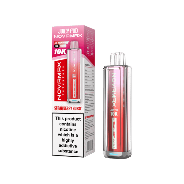 Juicy Pod Novamax 10k Prefilled Pod Vape Kit - Pack of 5 available in Strawberry Burst Flavour at Vapernest Wholesale