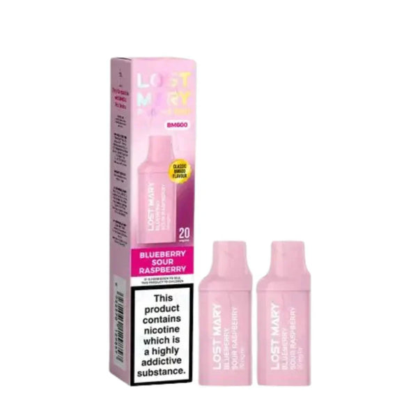 Lost Mary BM600 Prefilled Pods box of 10 in Blueberry Sour Raspberry Flavour at Vapernest Wholesale