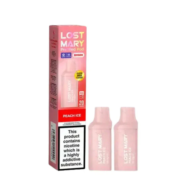 Lost Mary BM600 Prefilled Pods box of 10 in Peach ice Flavour at Vapernest Wholesale
