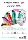 Merakii 3000 Puffs Disposable Vape 4 in 1 Pod System Kit Box of 5 - Ice Edition (4 in 1) - vapeukwholesale