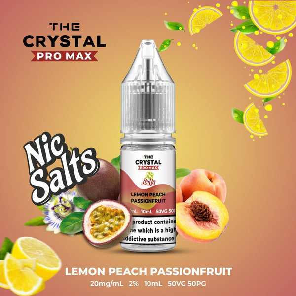 The Crystal Pro Max Hayati Nic Salts 10ml Box of 10-Lemon Peach Passionfruit