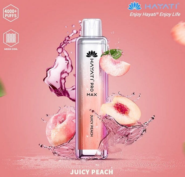 Zero Nicotine Hayati Crystal Pro Max 4000 Disposable Vape Puff Bar Box of 10-Juicy Peach-vapeukwholesale